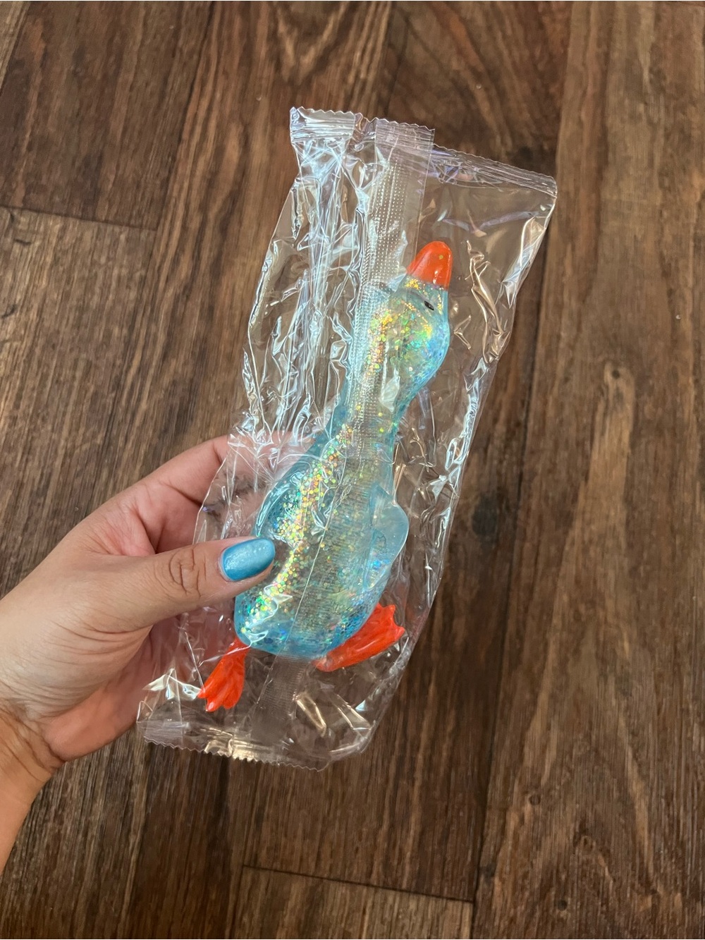 2 Cute Blue Glitter Duck Toy with Orange Beak and Feet